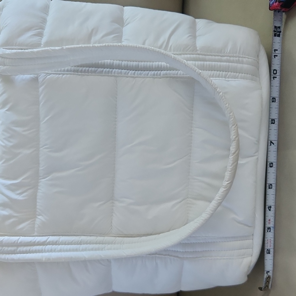 Lands End White Quilted Tote Bag